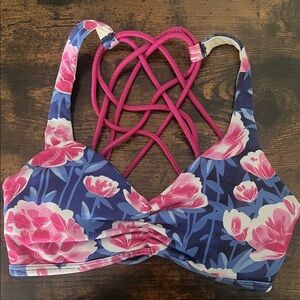 POPFLEX Pink and Blue Floral Sports Bra